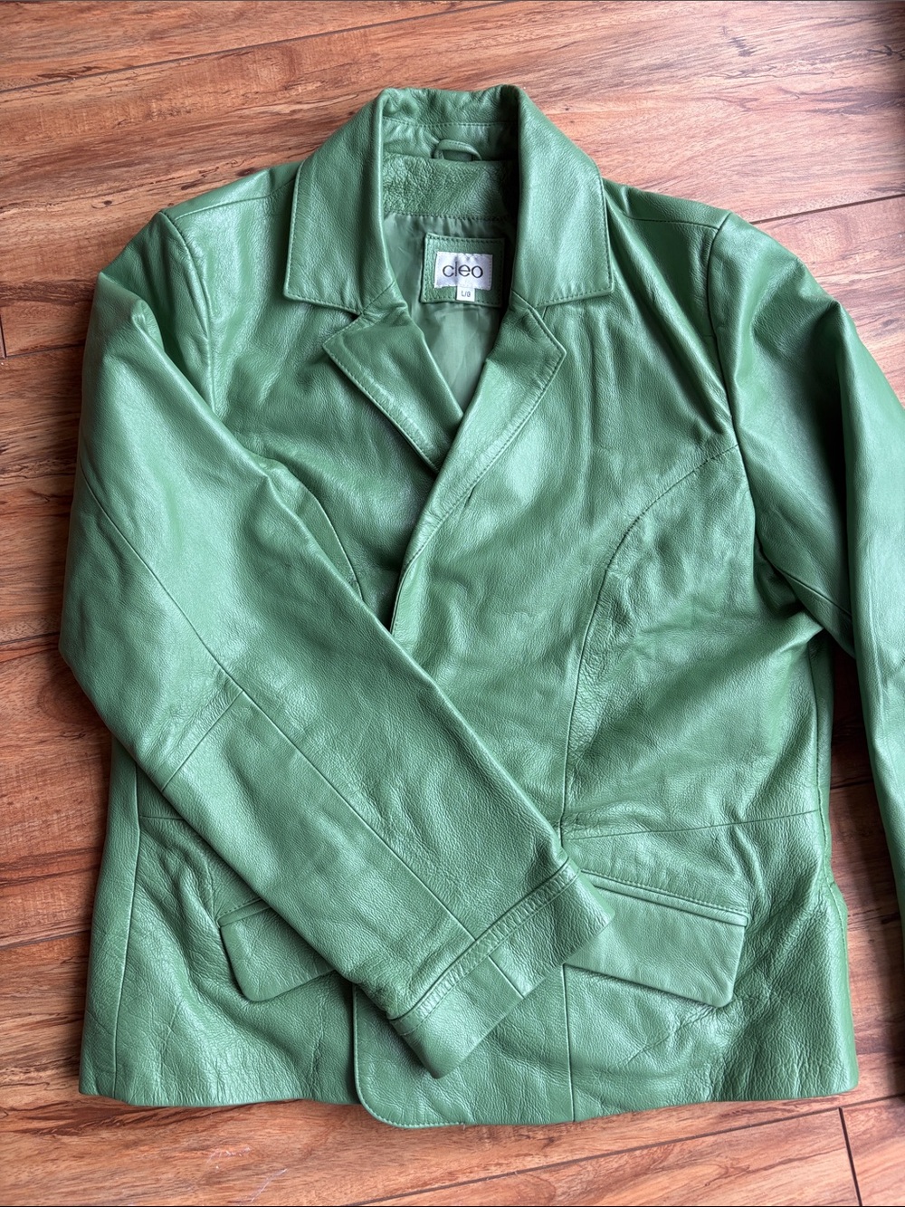 100% Leather Green Cleo Tailored Jacket